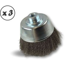 Brosse coupe rotative boisseau meuleuse d'angle Garnissage Inox ondulé souple ou dur - Quantité x 3 - Ø120 coupe - Souple - Inox