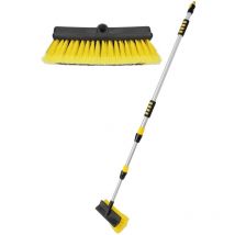 Brosse de Lavage Auto avec Manche Télescopique, Réglable de 130 à 300 cm, Interrupteur Marche/Arrêt, Poils Doux, en Aluminium, pour Camping-Car,