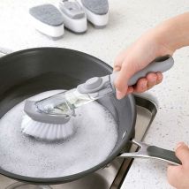 Brosse de nettoyage de cuisine à double usage éponge lave-vaisselle distributeur de liquide automatique outil de nettoyage de pot