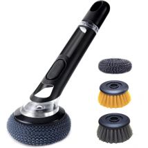 Brosse de nettoyage de cuisine avec poignée de distributeur de savon, tête de brosse multifonctionnelle pour casseroles, évier de cuisine, outil de