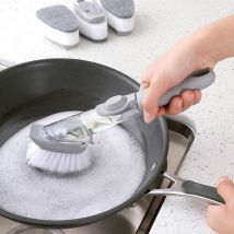 Brosse de nettoyage de cuisine à double usage éponge lave-vaisselle distributeur de liquide automatique outil de nettoyage de pot