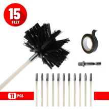 Brosse de nettoyage Kit De Ramonage Poêle Pellet Réglable Brosse Nettoyage De Cheminée 100mm Conduits 11 Cannes De Ramonage(15 Pieds) Kit Pour