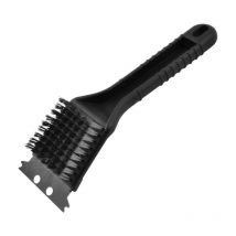 Brosse de nettoyage pour gril avec manche, poils et grattoir