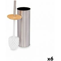 Berilo - Brosse de toilette en bambou argenté acier inoxydable 9,5 x 27,5 x 9,5 cm (6 pcs.)
