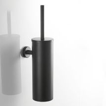 Brosse de Toilette, Brosse de Toilette et Récipient en INOX Mural et Support avec Couvercle, Manche Longue Accessoires de Salle de Bain Noir Mat