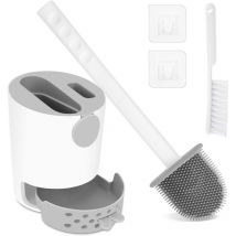 Brosse de Toilette Brosse WC en Silicone et Brosse de Nettoyage,Balai WC avec Support Balais Balayette WC Suspendu pour Maison,Hotel