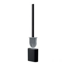 Cyslmuk - Noir Brosse de Toilette, Brosse wc , Suspendu Brosse de Toilette en Silicone, Brosse de Toilette Brosse wc en Silicone et Support, avec