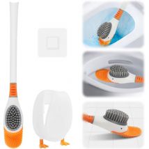 Brosse de Toilette Créative en Silicone, Épurateur de Toilettes en Forme de Canard avec Support, Brosse WC en Silicone Flexible et Plate, Ensemble