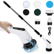 Brosse Électrique Nettoyage Rotative, Brosse De Nettoyage sans Fil 8 TÊTes de Brosse Remplaçables, Brosse ÉLectrique Douche Poignée Ajustable Salle