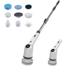 Brosse électrique portative sans fil multifonctionnelle, brosse de nettoyage électrique à affichage numérique lcd, batterie au lithium intégrée, noire