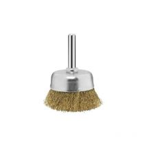 Brosse en acier laitonné ondulé monté sur tige diamètre 50 mm x 17 mm
