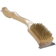 Brosse avec manche en bois et poils laiton + racloir