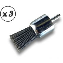 Brosse en bout sur tige nylon abrasif grain 120 Diamètres variés - Quantité x 3 - ø 28 mm - nylon - Grain 120