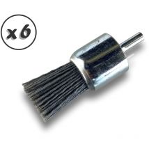 Brosse en bout sur tige NYLON abrasif grain 120 Diamètres variés - Quantité x 6 - Ø 28 mm - NYLON - Grain 120