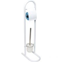Tendance - Brosse et derouleur papier wc metal peint promo - blanc