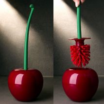Ahlsen - Brosse et Support de Toilette Cerise Brosse de Toilette Plastique Brosse Toilette Cerise Brosse wc Design Original Balayette wc Outil de
