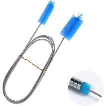 Brosse flexible, brosse pour aquarium, brosse pour tuyau, brosse de nettoyage pour aquarium, brosse flexible à double extrémité en acier inoxydable