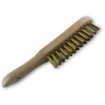 Brosse métallique à main type soudeur Fil laiton ou inox rond lisse sur 4 rangs - Quantité x 1 - 4 rangs laiton