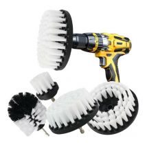Brosse Nettoyage Perceuse 5 pièces, Brosse pour Perceuse Voiture Carrelage Tapis Baignoire Cuisine Toilettes Blanc