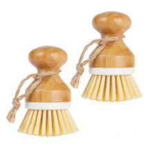 Brosses Brosse à Paume en Bambou, Brosse à Récurer pour nettoyage des Vaisselle Casseroles Plates Éviers de Cuisine, Lot de 2
