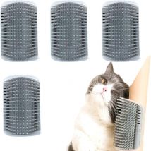 Brosse pour chat auto-aidante 4pcs, Masseur de tête de chat avec herbe de chat pour massage beauté nettoyage et jouet pour chat, Peigne chat pouvant