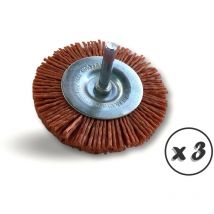 Kibros - Brosse rotative circulaire Sur tige ø 6 mm Brins nylon abrasif grain 80 - Lot de 3 - ø 75 mm - Nylon