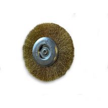Kibros - Brosse circulaire métallique sur tige ø 100 mm Fil laiton souple - Quantité x 1 - ø 100 mm - Ep. 8 mm - Laiton souple