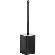 Brosse WC avec support, brosse WC en nylon ultra-doux avec support de brosse WC, cadre en aluminium, espace au mur et vertical, pas d'accumulation