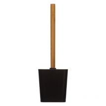 Pegane - Brosse wc coloris noir en polystérine / bambou - l. 11,7 x p. 11,7 x h. 38 cm