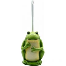 Lafomukea - Brosse wc compacte en résine pour salle de bain Motif grenouille Vert,Outil de nettoyage avec base