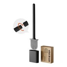 Tonchean - Brosse wc noire, brosse wc, brosse wc et support en silicone, format compact, brosses wc et supports pour nettoyer les coins morts, base