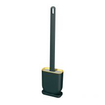 Denuotop - Brosse wc Silicone et Supports,Brosse Toilette Silicone à Manche Long avec Support à Séchage Rapide,Balayette wc Silicone Flexible Vert