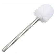 Brosse WC/WC/salle de bain de rechange, tête de brosse de nettoyage avec manche en acier inoxydable, lot de 2 pièces, blanc