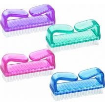 Brosses à ongles à poignée - 4 brosses de nettoyage pour ongles en plastique - Brosses à récurer pour nettoyer les ongles