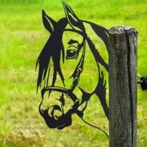 Décoration extérieure en métal représentant un cheval de ferme, décoration de clôture de jardin, décoration murale à suspendre dans la cour de la