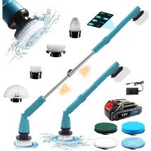 Brosses de nettoyage, brosse de nettoyage sans fil, 8 têtes de brosse de nettoyage 63-126 cm équipées d'une tige d'extension 3 réglages de vitesse