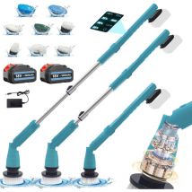 Brosses de nettoyage, brosse rotative sans fil, brosse de nettoyage extensible de 63 à 126 cm avec 8 têtes de brosse, pour salle de bain, carrelage