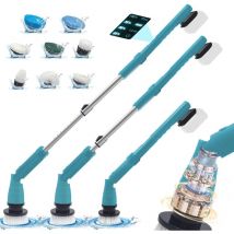 Mawiron - Spazzole per pulizia, Spazzola rotante senza fili, Spazzola per pulizia allungabile da 25-50 pollici con 8 testine, per bagno, piastrelle