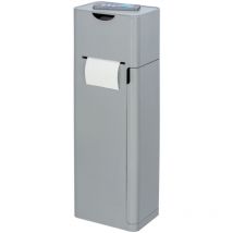 Combiné wc 6 en 1 Wenko Distributeur papier toilette, Brosse wc, stockage papier, rangement protection hygiénique, 20 x 58,5 x 15 cm, Gris Mat