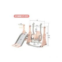 L&h-cfcahl - Toboggan pour enfants, toboggan pour enfants 4 en 1 balançoire avec support de basket, échelle d'escalade, balançoire toboggan toboggan