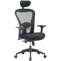 Bürostuhl Auckland, Mesh Chefsessel mit Armlehnen, Ergonomischer Bürositz, Cm 66x68h120/132, Schwarz