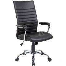 Bürostuhl Geelong, Präsidentensessel mit Armlehnen, Ergonomischer Bürostuhl, Cm 63x65h108/118, Schwarz
