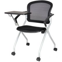 Bürostuhl Kalgoorlie, Wartezimmerstuhl mit Armlehne und Tablett, Ergonomischer Wartestuhl, Cm 61x49h84, Schwarz