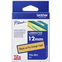 Brother - Ruban d'étiquetage (couleur de signalisation) TZe, tz TZe-B31 Couleur de ruban: orange signal Couleur de police