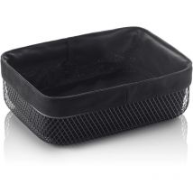 Brotkorb aus Metall und Baumwolle – 27,5 x 20 x 8,5 cm – Schwarz – Praktisch und modern – Ideal für Brot und Gebäck