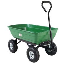 Gardebruk - Chariot De Jardin À Main 75l Vert Avec Benne Basculante Remorque 4 Pneus Max 300 Kg Jardinage