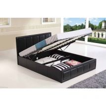 Excellence Ottoman Storage Faux Leather Bed - Black - Luxury Memory Foam Mattress 4ft