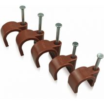 Brown Round Cable Clips 10mm- 50 pieces - Brown