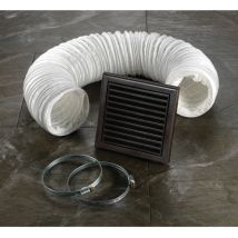 Brown Fixed Grille 3m Flexible Ducting Extractor Fan Accessory Kit with Hose Clamps - 32500 - HIB