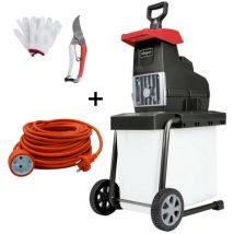 Broyeur jardin electrique 2,8kW 45MM Scheppach GS60 + extension câble 20 mt